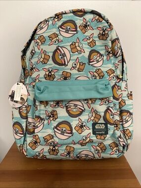 Loungefly Star Wars Grogu Kids Backpack - Aqua, Brown, Pink